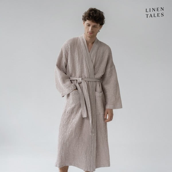 Accappatoio rosa chiaro in misto lino S/M Powder – Linen Tales-image-2