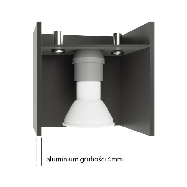 Lampada da soffitto nera con paralume in metallo 10x10 cm Lorum - Sollux-image-3