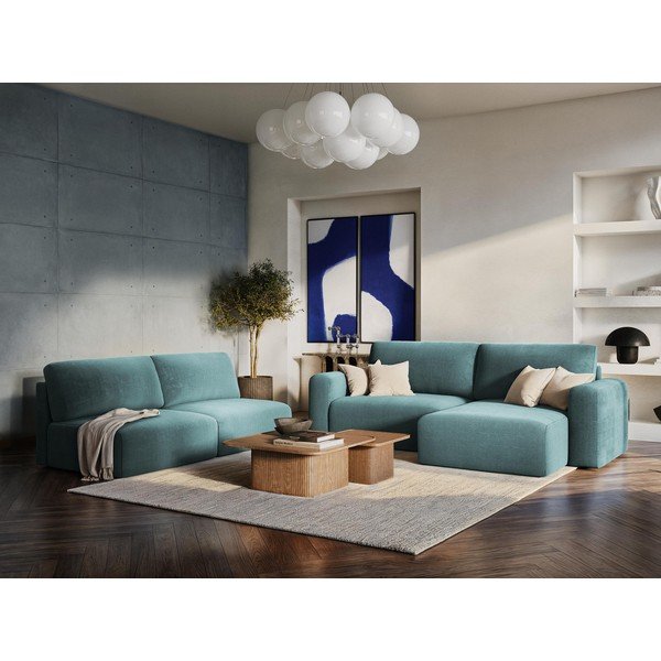 Poggiapiedi beige con rivestimento in ciniglia Kona – Makamii-image-1