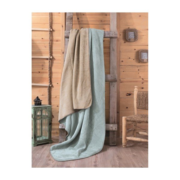 Coperta a vassoio verde e beige, 200 x 220 cm - Mijolnir
