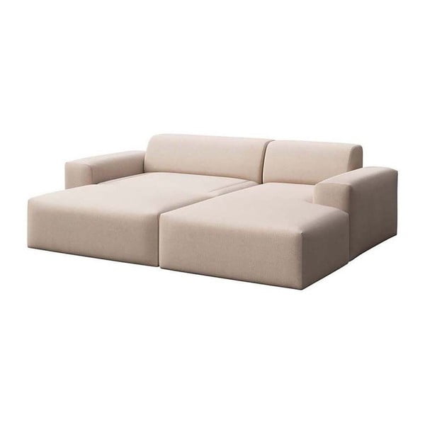 Divano angolare beige allungabile e con contenitore (con penisola a destra e chaise lounge) rivestito in velluto Villet – Rodier-image-4