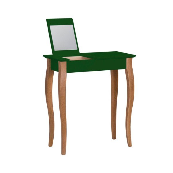 Comodino verde scuro con specchio Lillo, larghezza 65 cm - Ragaba