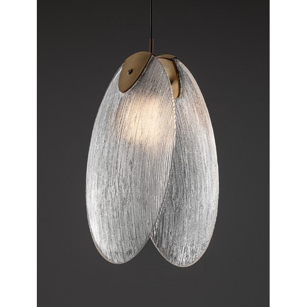 Lampadario LED color ottone in acciaio con paralume in vetro Shelina – Nova Luce-image-1