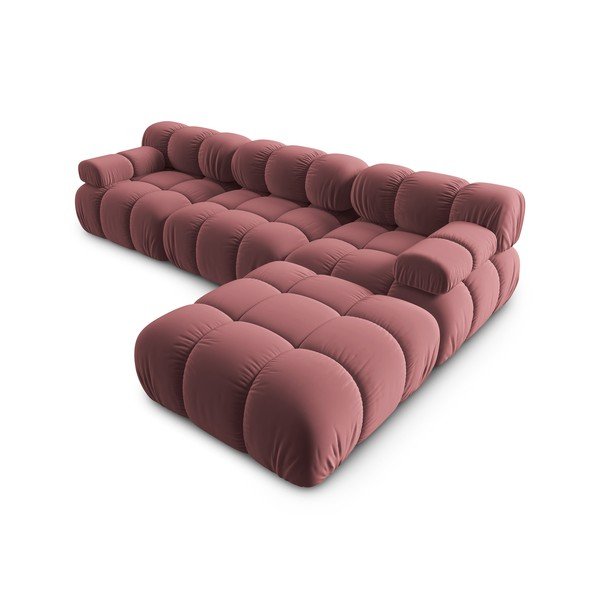Divano angolare in velluto rosa Bellis - Micadoni Home-image-4