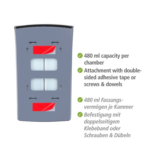 Dispenser di sapone in plastica bianco da parete 0,96 l Tartas - Wenko-image-3