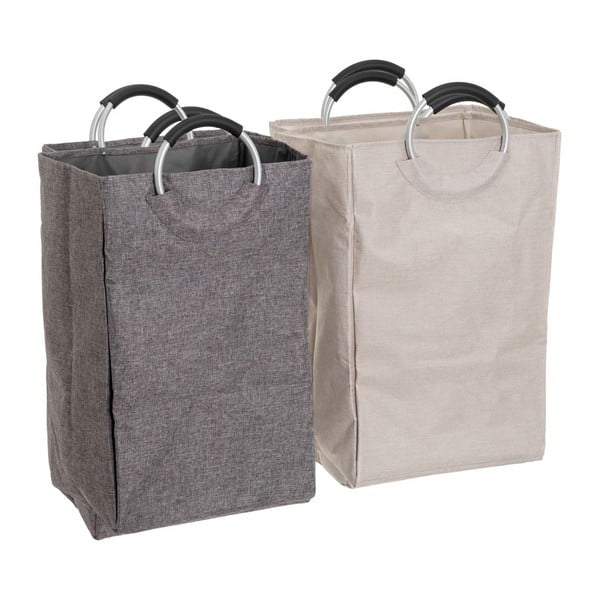 Ceste per il bucato in set grigie/beige in tessuto 2 pz – Casa Selección-image-1