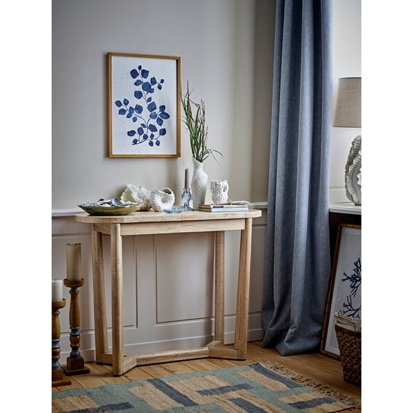 Tavolo consolle di colore naturale in legno di cauciù massiccio 35x100 cm Serrone – Bloomingville-image-4