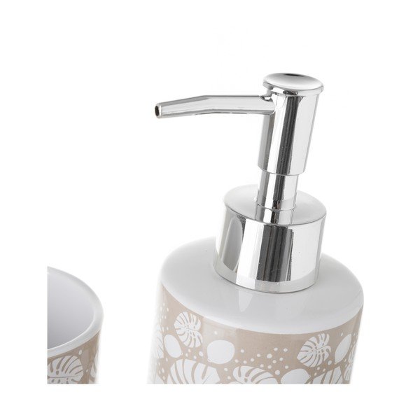 Set di dispenser per sapone e supporto Unimasa Monstera Beige - Casa Selección-image-1
