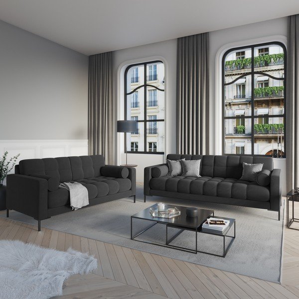 Divano in velluto grigio scuro Bali - Cosmopolitan Design-image-1