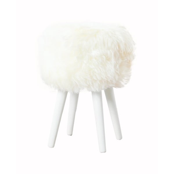 Sedia con seduta in pelle di pecora bianca Bianco, ⌀ 30 cm - Native Natural