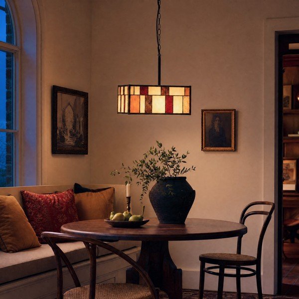 Lampadario in metallo con paralume in vetro Waldorf – Premier Housewares-image-1