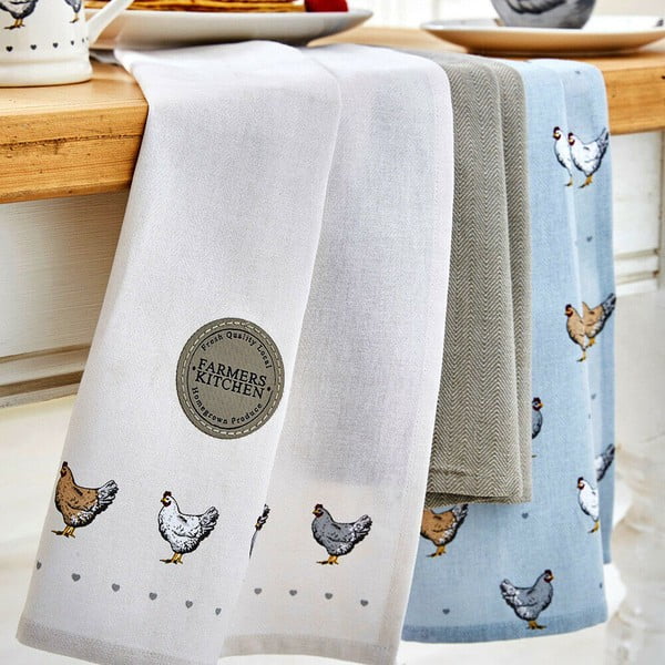 Set di strofinacci in cotone 3 pz 45x65 cm Farmers Kitchen – Cooksmart ®-image-1