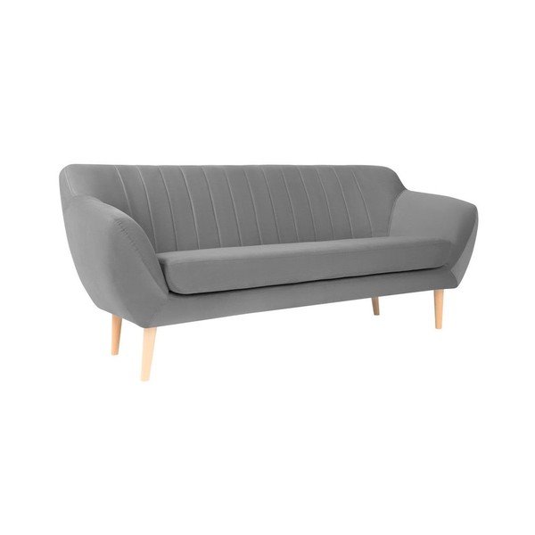 Divano in velluto grigio, 188 cm Sardaigne - Mazzini Sofas-image-2