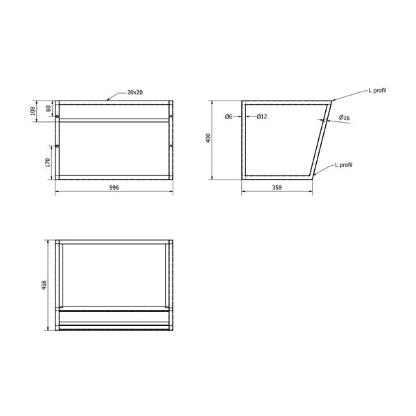 Scaffale da sotto lavabo bianco/nero in acciaio da appendere 60x40 cm Ska – Sapho-image-3