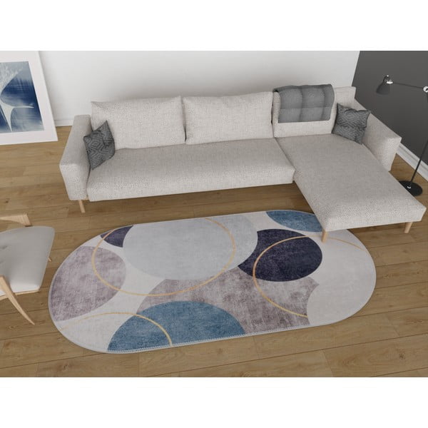 Tappeto lavabile blu-grigio 80x120 cm Oval - Vitaus-image-1