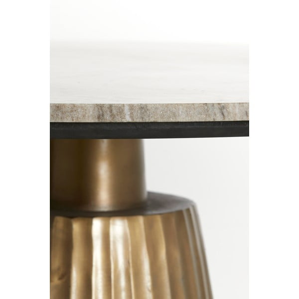Tavolo da pranzo rotondo in bronzo e colore naturale con piano in marmo ø 100 cm Rianne - Light & Living-image-3