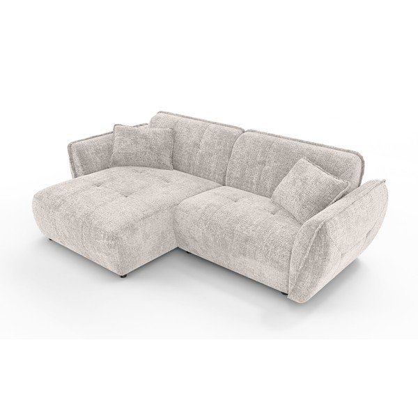 Divano angolare beige (con penisola a sinistra/con chaise lounge) con rivestimento in ciniglia Nelia – Ropez-image-2