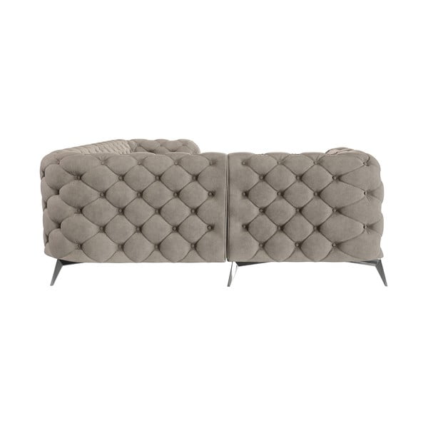 Divano angolare greige (con penisola a sinistra/a L) con rivestimento in velluto Chelsea – Ropez-image-3