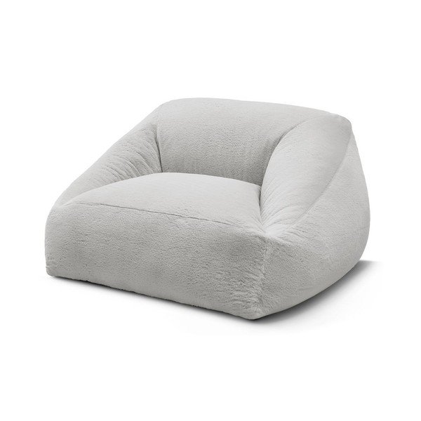 Puof a sacco grigio chiaro con rivestimento in pelliccia sintetica Lilibet – Bobochic Paris