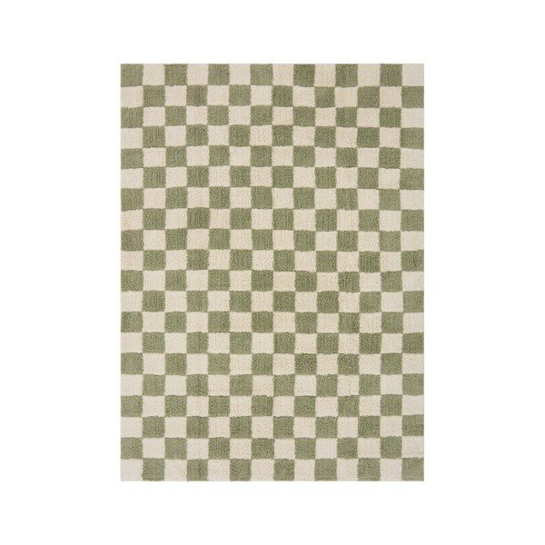 Tappeto verde/color crema in cotone 200x300 cm Mela – Jotex