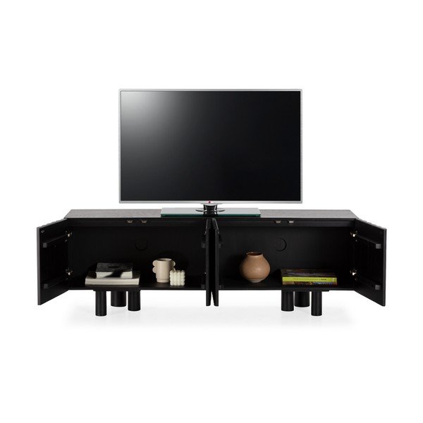 Mobile TV nero in mango massiccio 160x55x40 cm Tamira – MOME-image-2