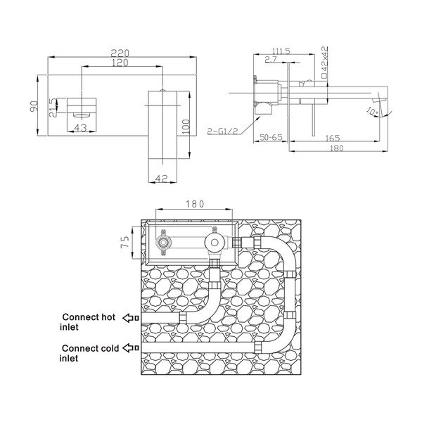 Rubinetto per lavandino in argento lucido da incasso (con una uscita) Latus – Sapho-image-3