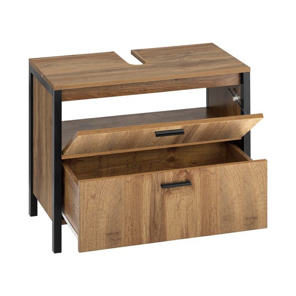 Mobile lavabo marrone con due cassetti Werra - Støraa-image-3