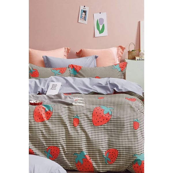 Biancheria da letto in cotone renforcé per letto singolo/per letto esteso con lenzuolo incluso/3 pezzi 160x220 cm Strawberry – Mila Home