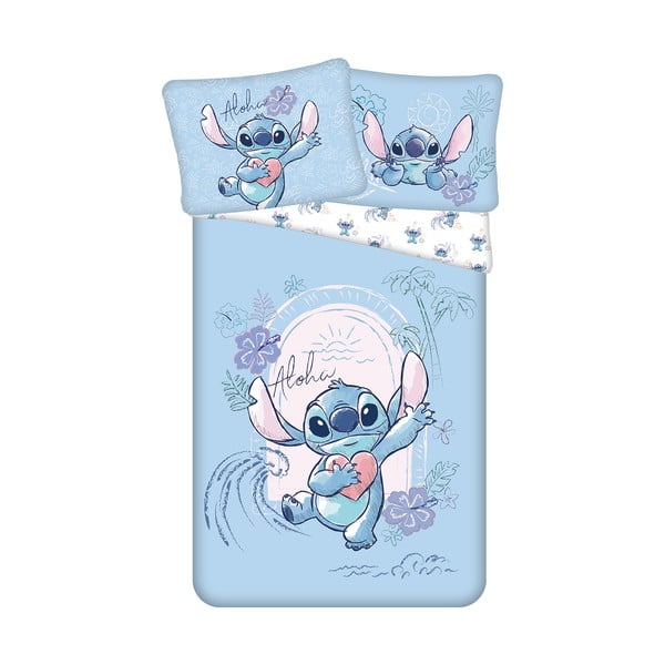 Set copripiumino e federa da bambini blu in cotone per letto singolo 140x200 cm Lilo and Stitch "Wave" – Jerry Fabrics