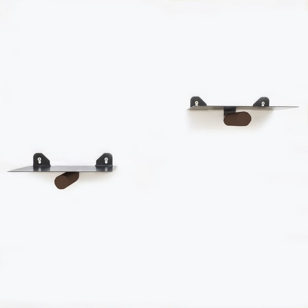 Set di 2 ripiani in metallo nero da 21 cm Rod - Kalune Design-image-1