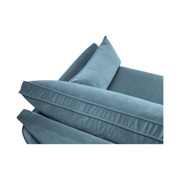 Divano angolare in velluto azzurro con gambe nere, angolo destro Lento - Kooko Home-image-4