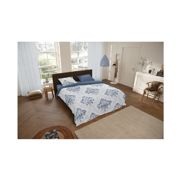 Biancheria da letto Dalya in cotone sateen blu, 200 x 200 cm Elisa - Descanso-image-1