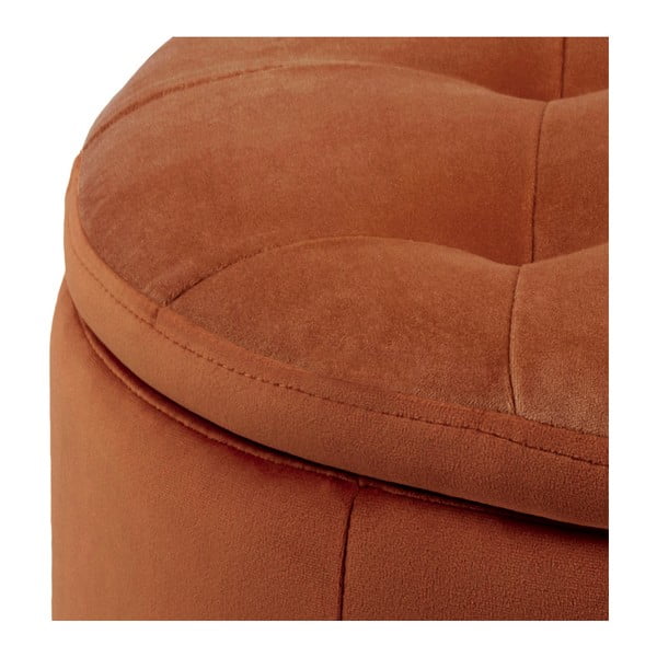 Pouf in velluto arancio rame , ⌀ 60 cm Retina - Actona-image-2