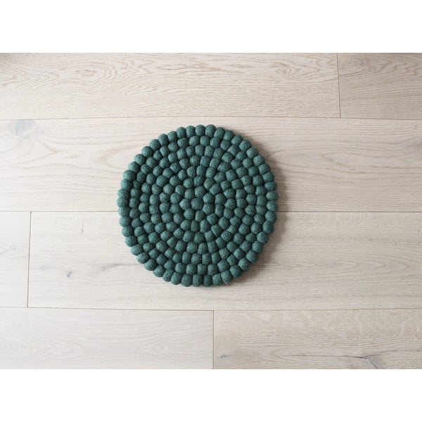 Cuscino per sedia in lana verde scuro, ⌀ 30 cm - Wooldot