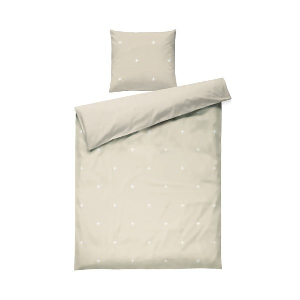 Set copripiumino e federa beige in percalle di cotone per letto singolo 140x200 cm Christmas Fable – JUNA