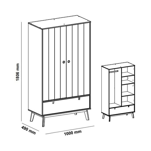 Armadio per bambini verde con gambe in legno di pino Kiara - Marckeric-image-4