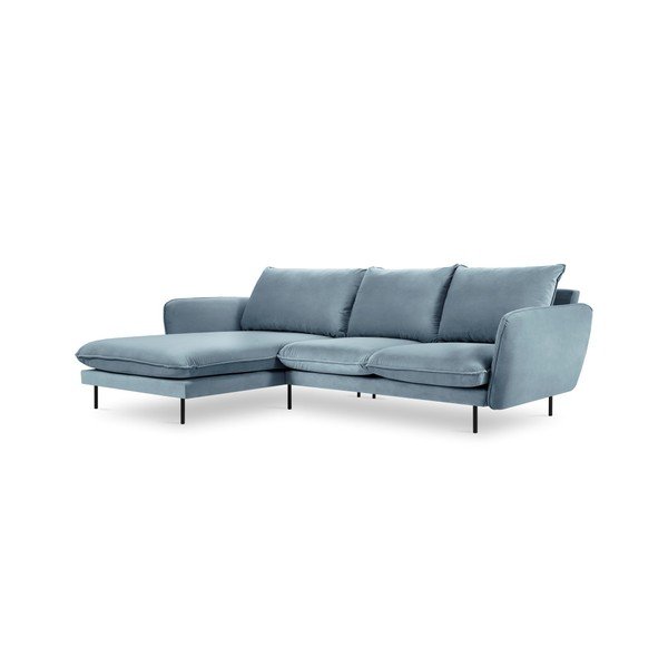 Divano angolare in velluto azzurro, angolo sinistro Vienna - Cosmopolitan Design-image-3