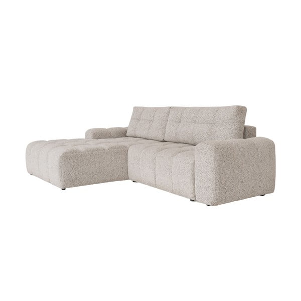 Divano angolare componibile beige allungabile/con contenitore (con penisola a sinistra) Lulu – Miuform