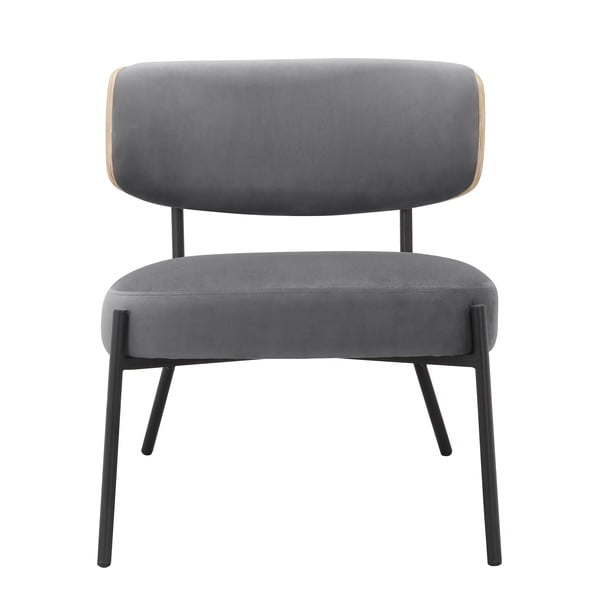 Poltrona in velluto grigio con poggiapiedi Jerry - Støraa-image-3