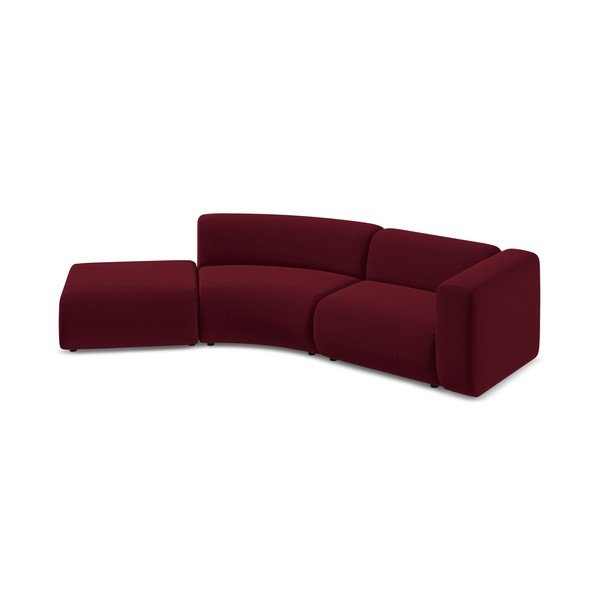 Chaise longue burgundy (con penisola a sinistra) con rivestimento in velluto Ekahi – Makamii-image-3