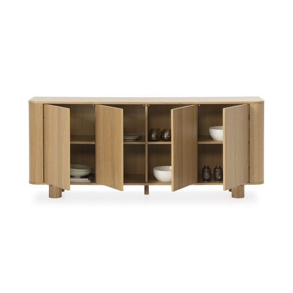 Cassettiera di colore naturale con effetto rovere 180x75x40 cm Padoc – MOME-image-4