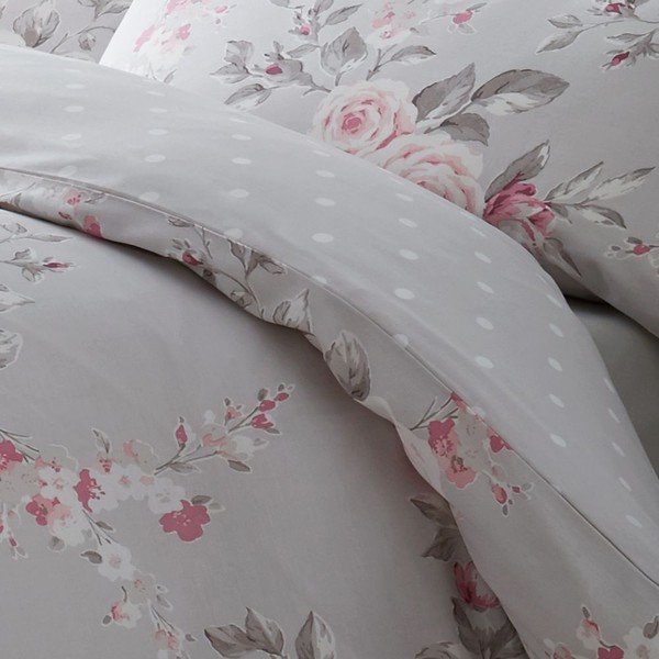 Biancheria letto matrimoniale grigia estesa 230x220 cm Canterbury Floral - Catherine Lansfield-image-3