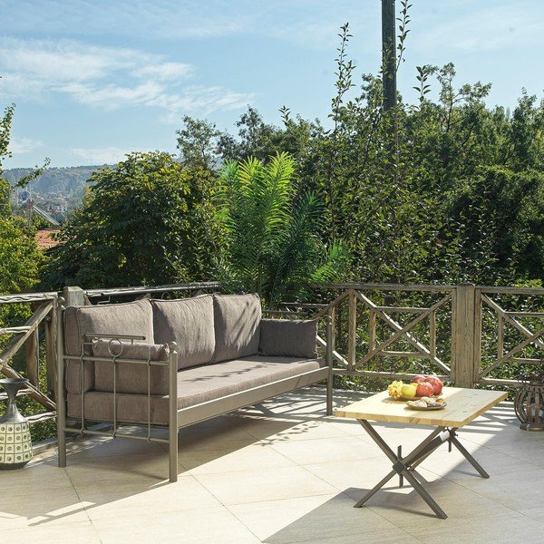 Divano da giardino in metallo marrone Hatkus - Floriane Garden-image-1