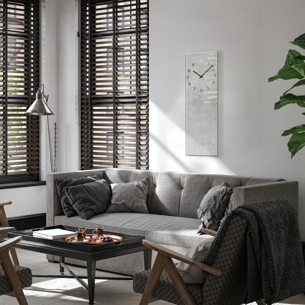 Orologio da parete, 20 x 60 cm Glassclock Concrete - Styler-image-2