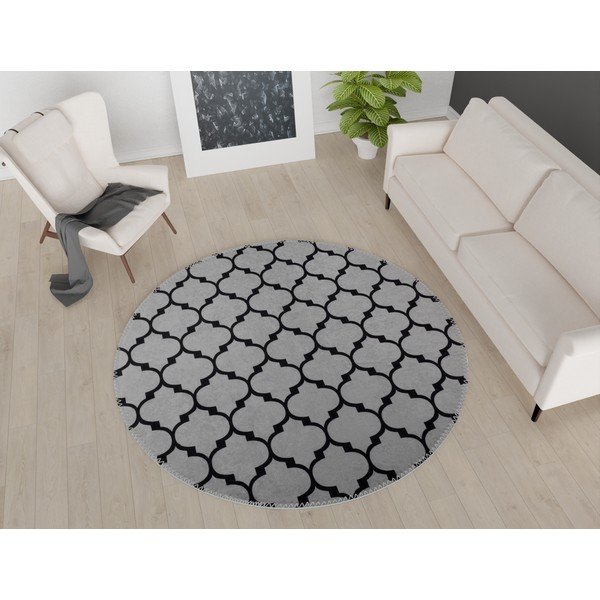 Tappeto rotondo lavabile grigio scuro ø 100 cm - Vitaus-image-1