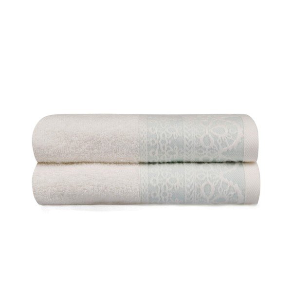 Set di due asciugamani bianchi con dettagli blu Romantica, 90 x 50 cm - Soft Kiss-image-1