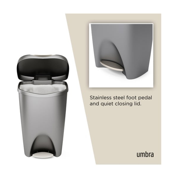 Bidone in plastica grigio 50 l Brim - Umbra-image-4