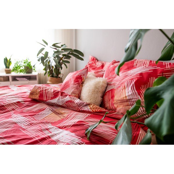 Biancheria in cotone rosso per letto singolo 140x200 cm LP Dita Red - Cotton House-image-2