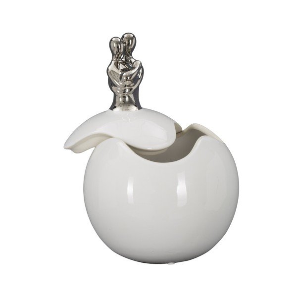 Contenitore in ceramica bianca con dettagli in argento Famiglia Grande - Mauro Ferretti-image-2