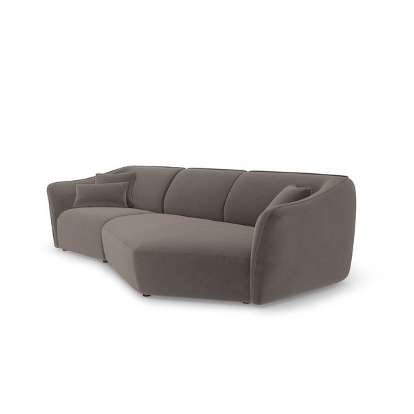 Divano con penisola marrone con rivestimento in velluto Tokyo – Cosmopolitan Design-image-3